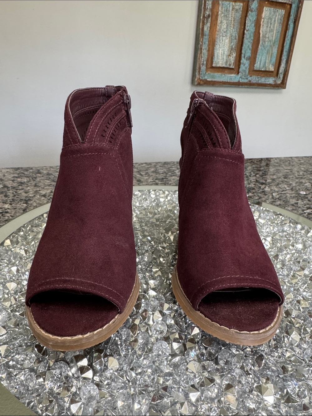 Sonoma Burgundy Open-Toe Block Heel Sandal EUC 6.5 - Picture 2 of 13